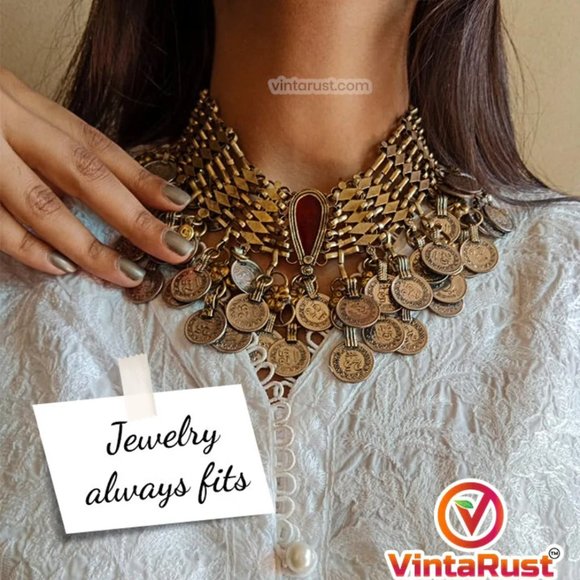 Vintage Jewelry - Wholesale Coins Necklaces, Afghan Vintage Coins Chokers Necklaces, Vintage Bulk